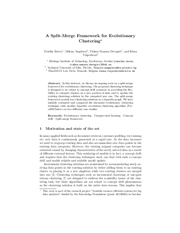 (PDF) A Split-Merge Framework for Evolutionary Clustering