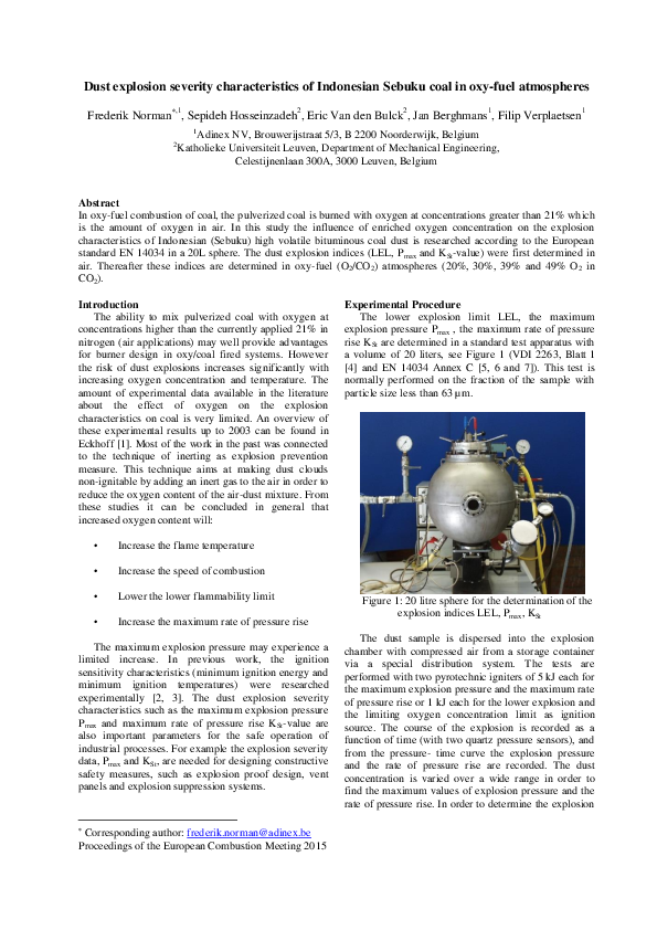 (PDF) Dust explosion severity characteristics of Indonesian Sebuku coal ...