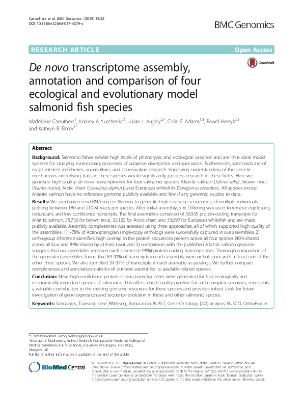 (PDF) De novo transcriptome assembly, annotation and comparison of four ...