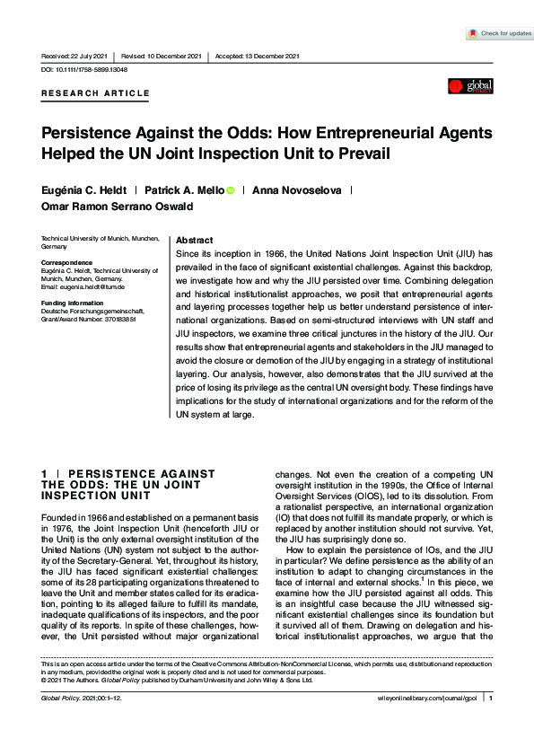 (PDF) How Entrepreneurial Agents Helped the UN Joint Inspection Unit