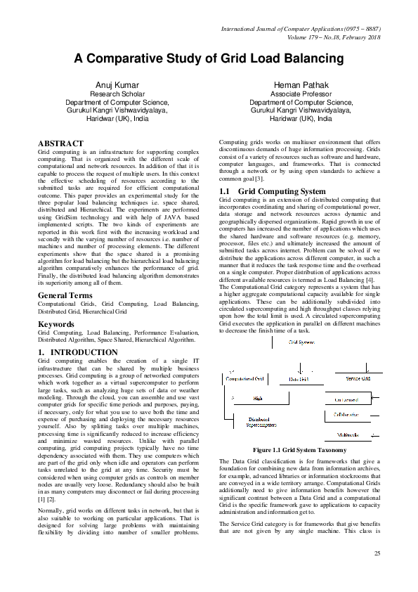 (PDF) A Comparative Study of Grid Load Balancing