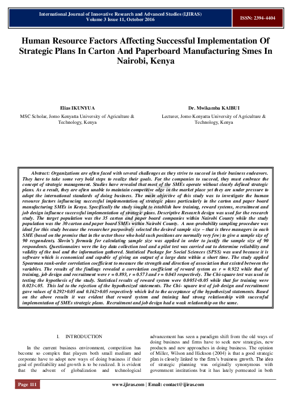 (PDF) Human Resource Factors Affecting Successful Implementation Of ...