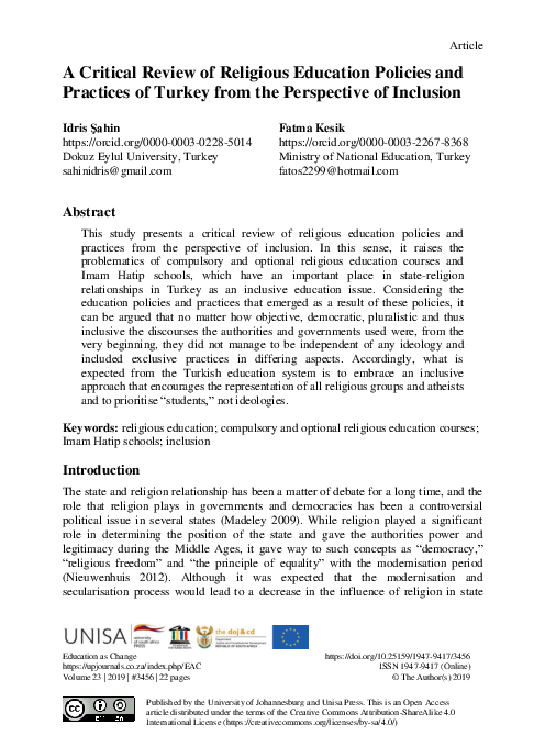 (PDF) A Critical Review of Religious Education Policies and Practices ...