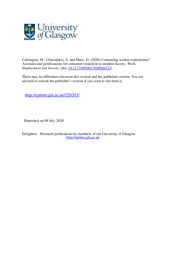 (PDF) Consuming Worker Exploitation? Accounts and Justifications for ...