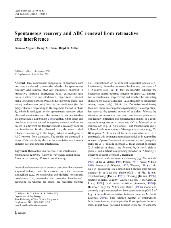 Essays spontaneous recovery image
