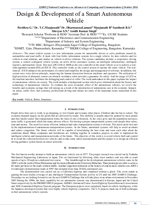 (PDF) Design & Development of a Smart Autonomous Vehicle