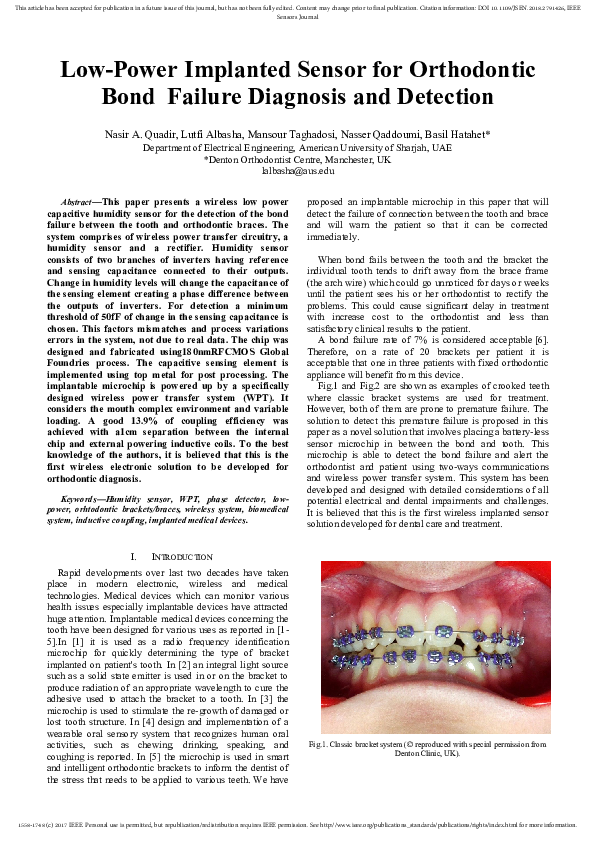 (PDF) LowPower Implanted Sensor for Orthodontic Bond Failure Diagnosis