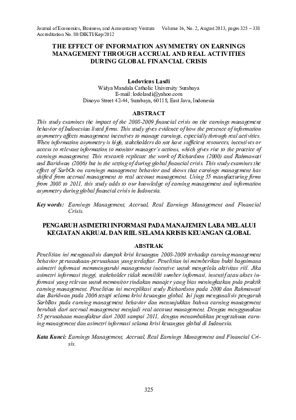 (PDF) The Effect of Information Asymmetry on Earnings Management ...
