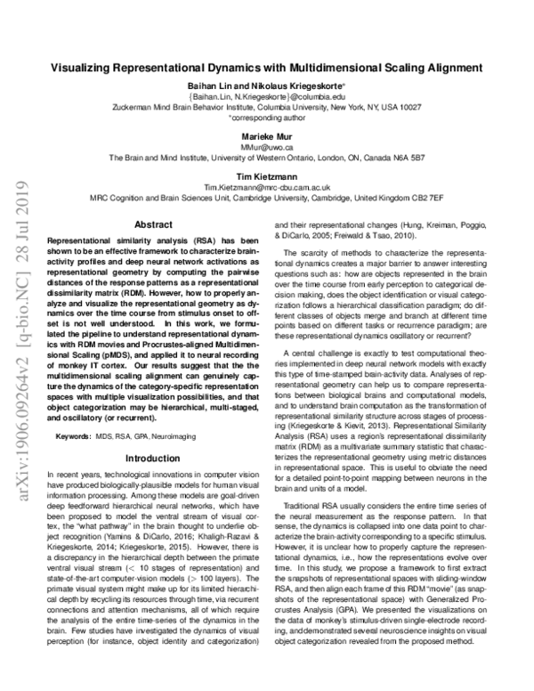 (PDF) Visualizing Representational Dynamics with Multidimensional ...