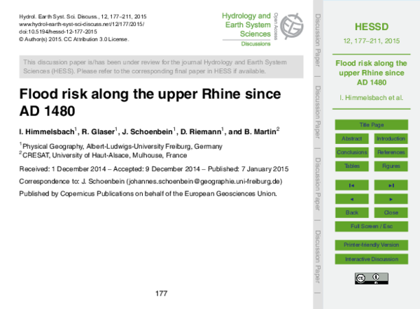 (PDF) Flood risk along the upper Rhine since AD 1480
