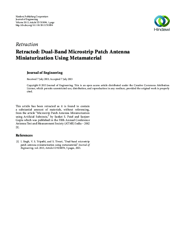 (PDF) Dual-Band Microstrip Patch Antenna Miniaturization Using Metamaterial