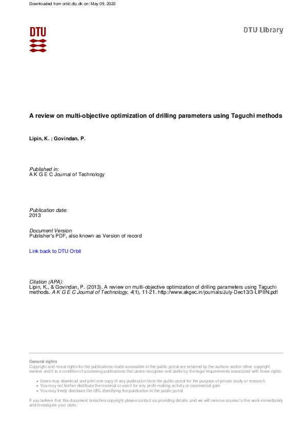(PDF) A Review on Multi Objective Optimization of Drilling Parameters ...
