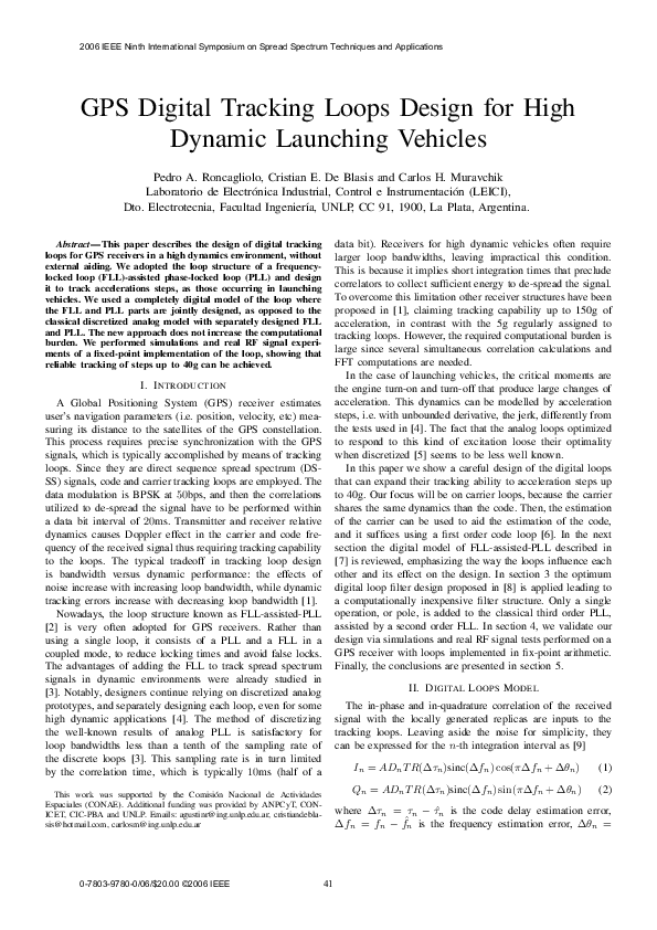 (PDF) GPS Digital Tracking Loops Design for High Dynamic Launching