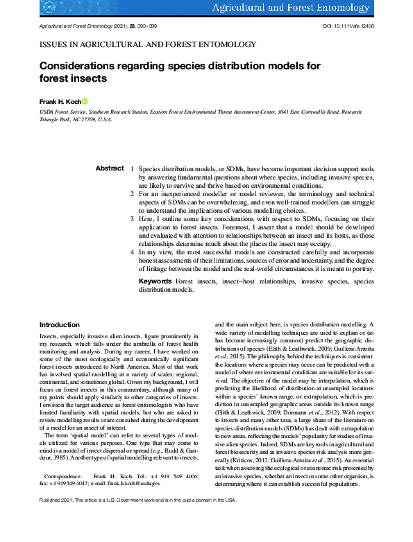 (PDF) Considerations regarding species distribution models for forest ...