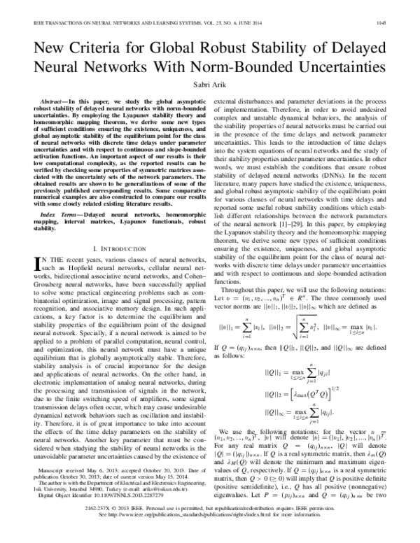 (PDF) New Criteria for Global Robust Stability of Delayed Neural ...