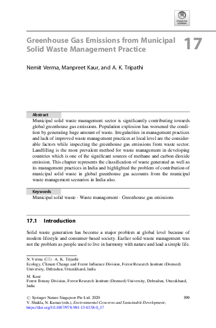 (PDF) Greenhouse Gas Emissions from Municipal Solid Waste Management: A ...