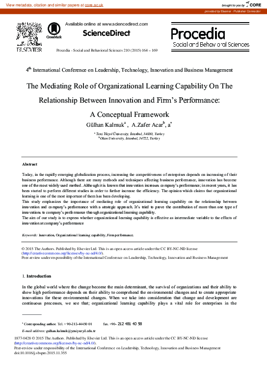 (PDF) The Mediating Role of Organizational Learning Capability on the ...