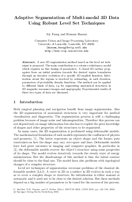 (PDF) Adaptive Segmentation of Multi-modal 3D Data Using Robust Level ...