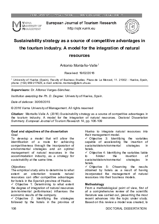 (PDF) Sustainability strategy as a source of competitive advantages in ...