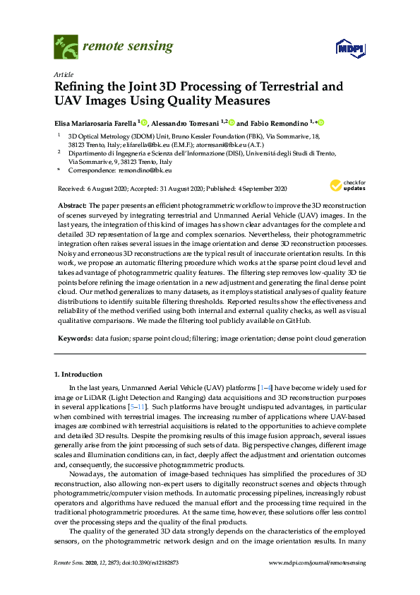 (PDF) Refining the Joint 3D Processing of Terrestrial and UAV Images ...