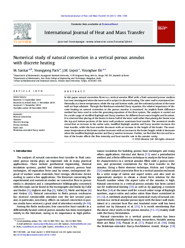 (PDF) Numerical study of natural convection in a vertical porous ...