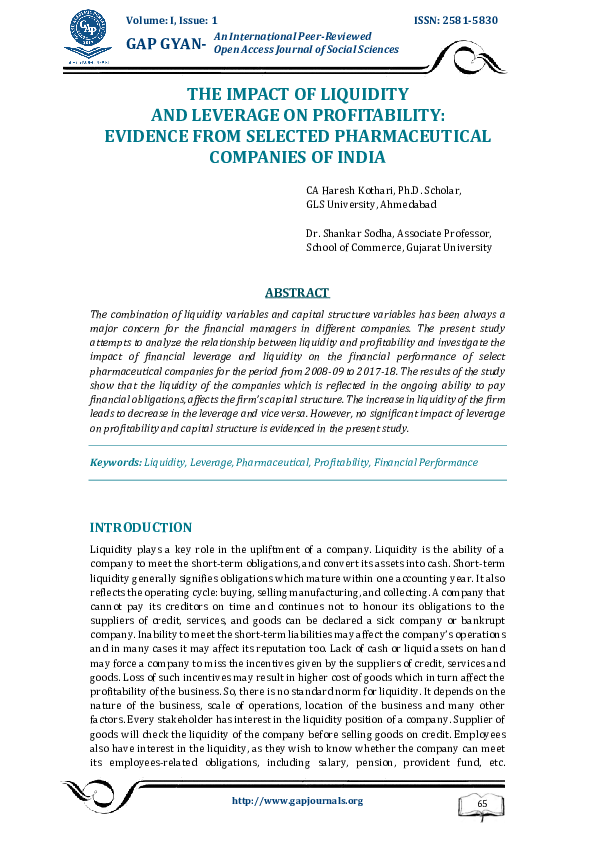 (PDF) The Impact of Liquidity and Leverage on Profitability: Evidence ...