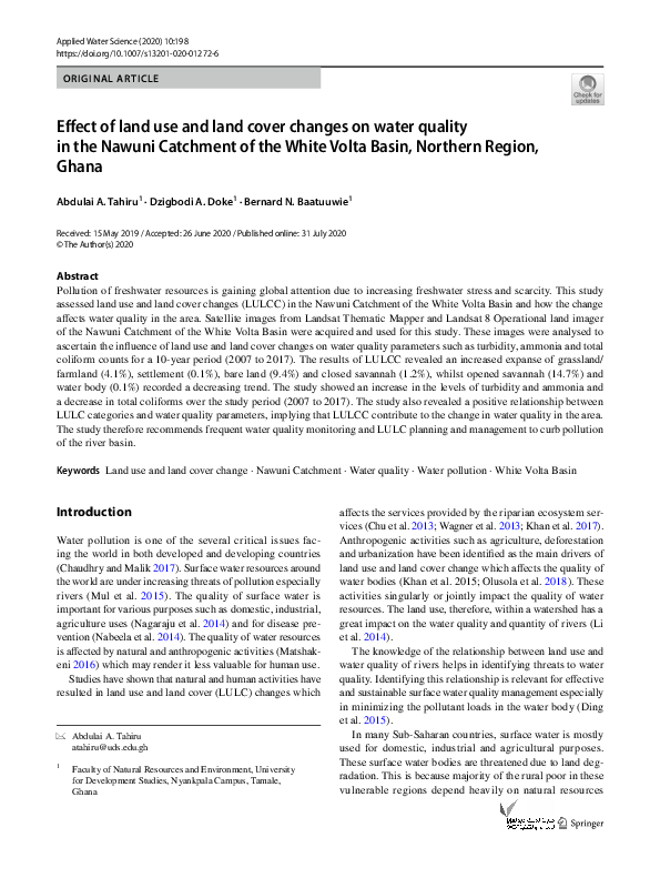 (PDF) Effect of land use and land cover changes on water quality in the ...
