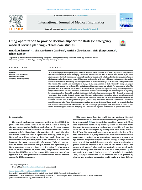 (PDF) Using optimization to provide decision support for strategic ...