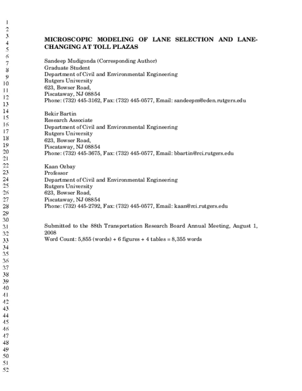 (PDF) Microscopic Modeling of Lane Selection and Lane-changing at Toll ...