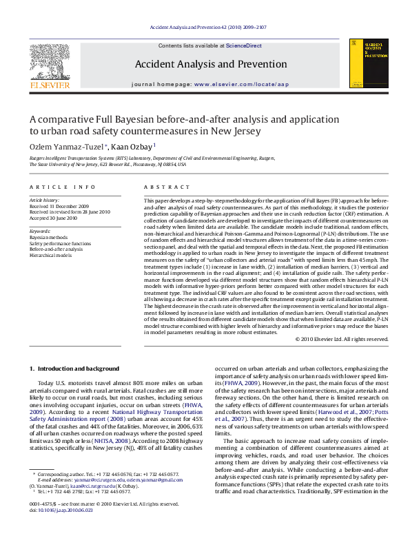 (PDF) A comparative Full Bayesian before-and-after analysis and ...
