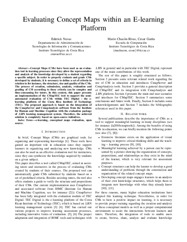 (PDF) Evaluating Concept Maps within an E-Learning Platform