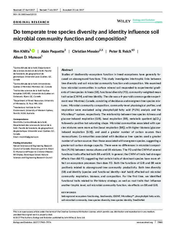 (PDF) Do temperate tree species diversity and identity influence soil ...