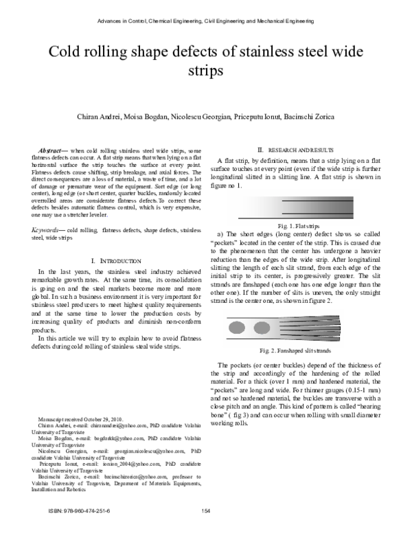 (PDF) Cold Rolling Shape Defects of Stainless Steel Wide Strips