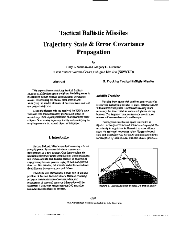 (PDF) Tactical ballistic missiles trajectory state and error covariance ...