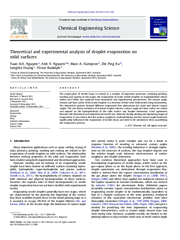 (PDF) Theoretical and experimental analysis of droplet evaporation on ...