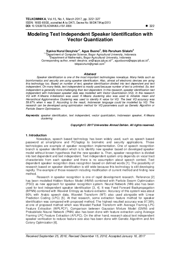 (PDF) Modeling Text Independent Speaker Identification with Vector ...