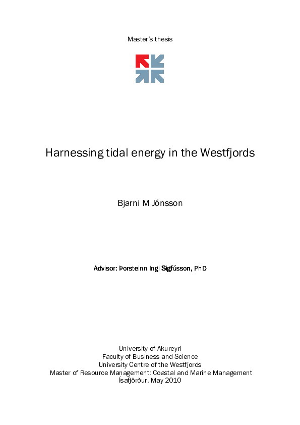 (PDF) Harnessing tidal energy in the Westfjords
