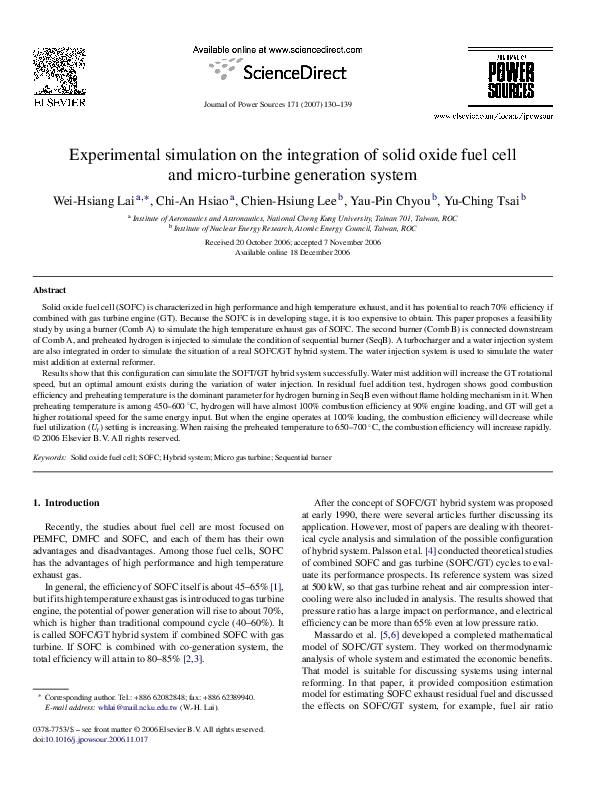 (PDF) Experimental simulation on the integration of solid oxide fuel ...