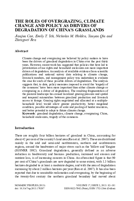 (PDF) The Roles of Overgrazing, Climate Change and Policy As Drivers of ...