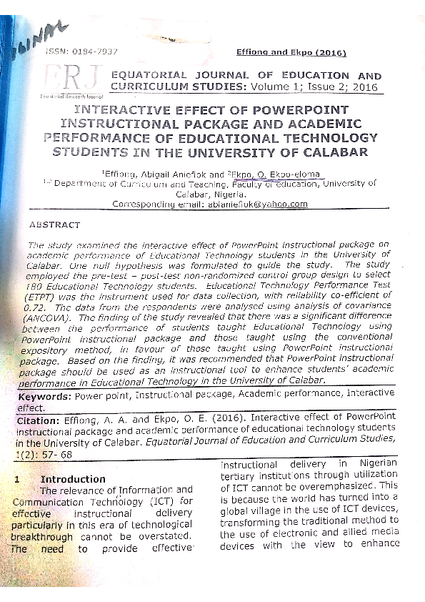 (PDF) Interactive Effect of Powerpoint Instructional Package and ...