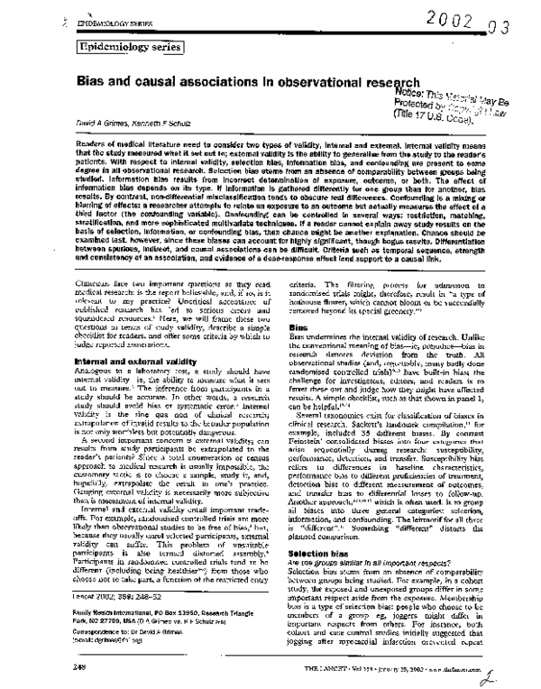 (PDF) Bias and causal associations in observational research