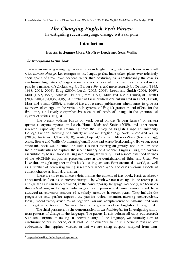 (PDF) The Changing English Verb Phrase Investigating recent language ...