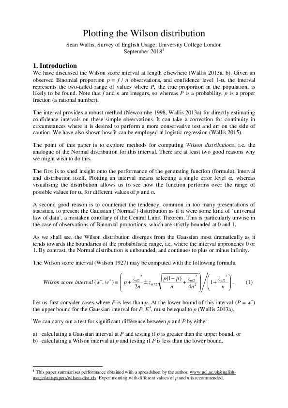 (PDF) Plotting the Wilson Distribution