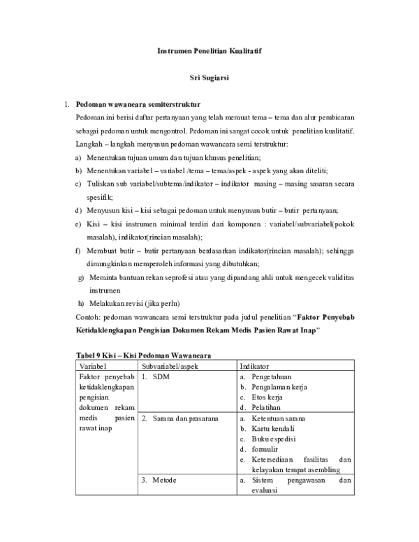 (PDF) Instrumen Penelitian Kualitatif