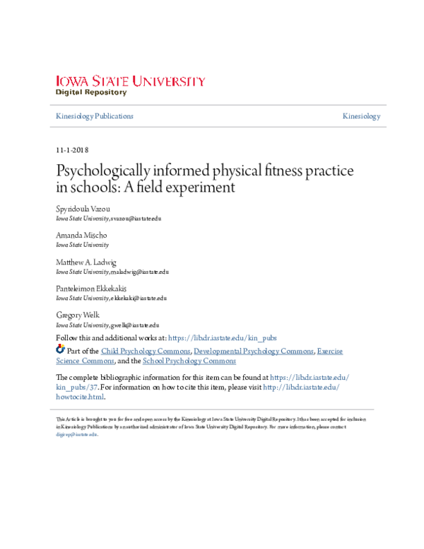 (PDF) Psychologically informed physical fitness practice in schools: A ...