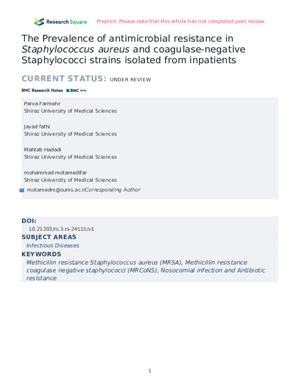 (PDF) The Prevalence of antimicrobial resistance in Staphylococcus ...