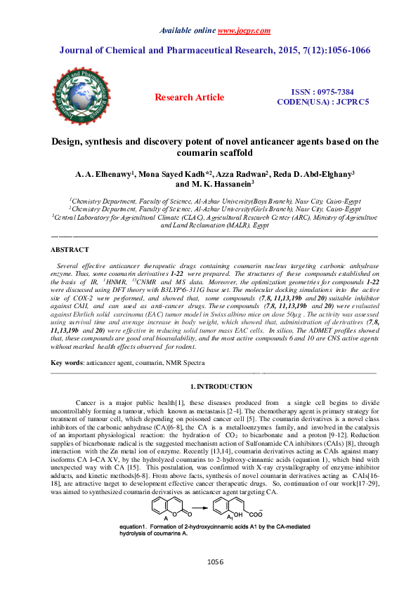 (PDF) Design, synthesis and discovery potent of novel anticancer agents ...