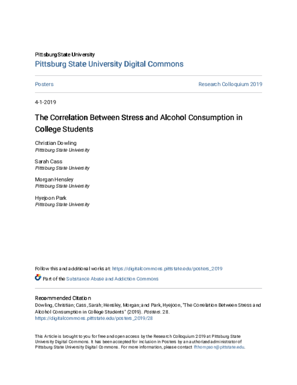 (PDF) The Correlation Between Stress and Alcohol Consumption in College ...