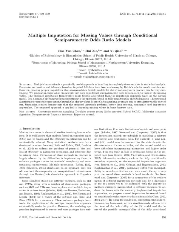 (PDF) Multiple Imputation for Missing Values through Conditional ...