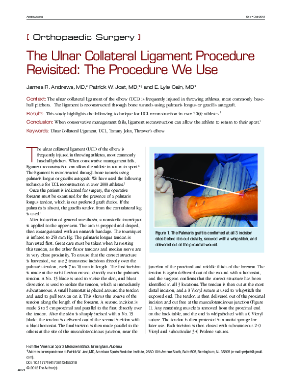 (PDF) The Ulnar Collateral Ligament Procedure Revisited